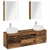 vidaXL Badezimmerm&ouml;bel-Set 5 pcs Altholz Ingenieurholz und Glas