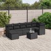vidaXL 7-tlg. Garten-Sofagarnitur mit Kissen Schwarz Poly Rattan