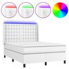 vidaXL Boxspringbett mit Matratze & LED Wei&szlig; 140x190 cm Kunstleder