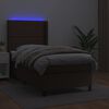 vidaXL Boxspringbett mit Matratze & LED Braun 90x190 cm Kunstleder