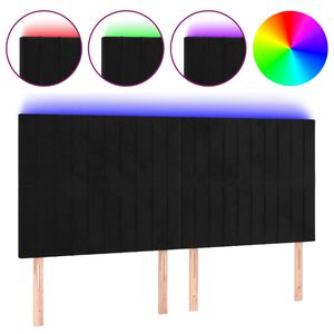 vidaXL LED Kopfteil Schwarz 200x5x118/128 cm Samt