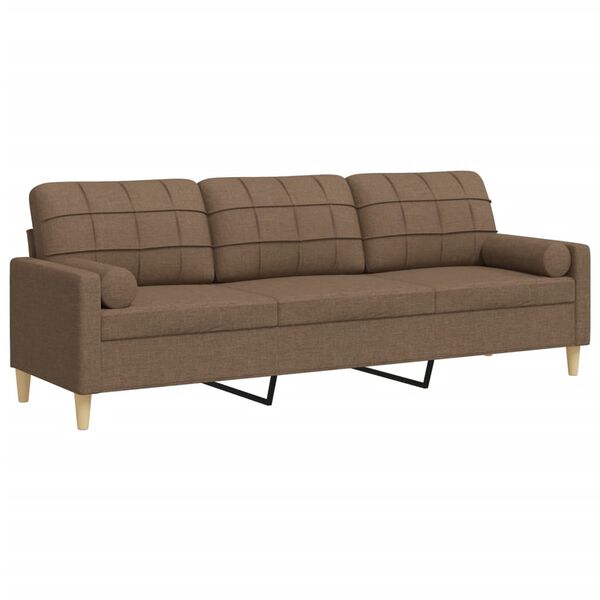 vidaXL 3-Sitzer-Sofa mit Zierkissen Braun 210 cm Stoff