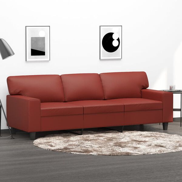 vidaXL 3-Sitzer-Sofa Weinrot 180 cm Kunstleder