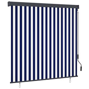 vidaXL Rollo Gestreift Blau und Wei&szlig; 180 x 250 cm Stoff und Aluminium