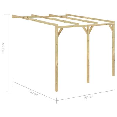 vidaXL Anlehn-Pergola 3 x 3 x 2,1 m Holz