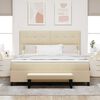 vidaXL Boxspringbett mit Matratze Creme 180 x 200 cm Stoff