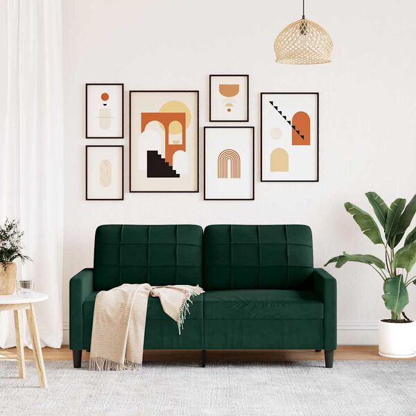 vidaXL 2-Sitzer-Sofa Dunkelgr&uuml;n 140 cm Samt