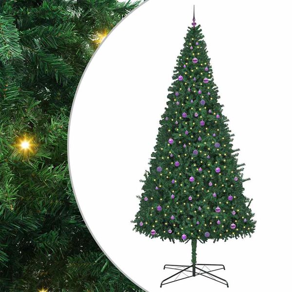 vidaXL Weihnachtsbaum mit dekorativen Lichterketten Gr&uuml;n 400 cm PVC
