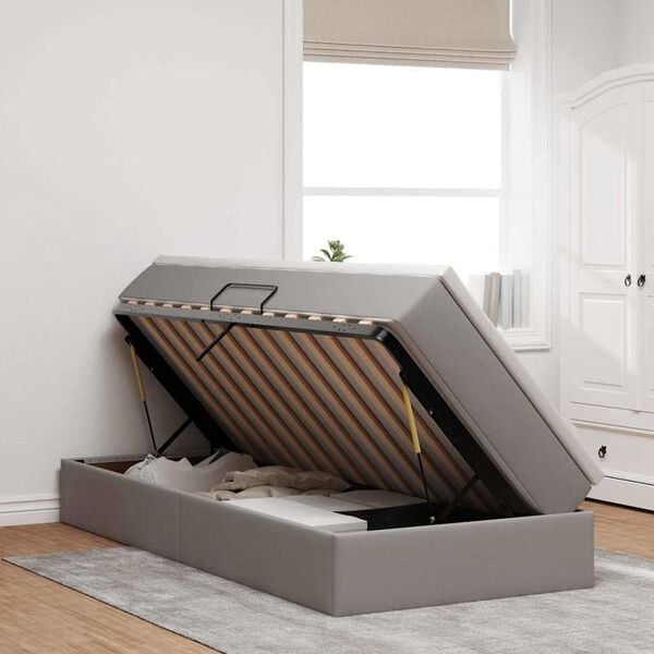 vidaXL Aufbewahrungsbett mit Matratze Taupe 90 x 200 cm Polyester