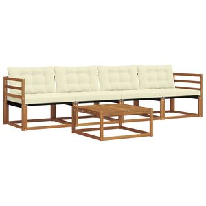 vidaXL Outdoor-Sofagarnitur mit Kissen 5 pcs Natur und Creme