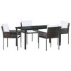 vidaXL Garten Essgruppe 5 pcs Braun und Schwarz PE-Rattan