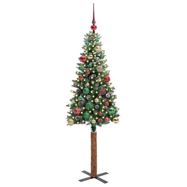 vidaXL Schlanker Weihnachtsbaum mit 150 LEDs Grün und Weiß 150 cm