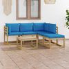 vidaXL 6-tlg. Garten-Lounge-Set mit Hellblauen Kissen