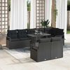 vidaXL Garten-Sofa-Set mit Kissen 9 pcs Schwarz Poly-Rattan