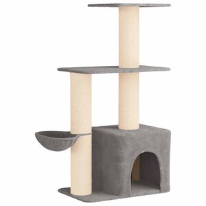 vidaXL Katzennbaum mit Sisal-Kratzs&auml;ulen Hellgrau 133 cm