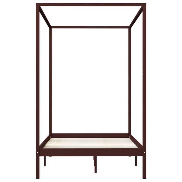 vidaXL Himmelbett-Gestell Dunkelbraun Massivholz Kiefer 120 x 200 cm