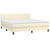 vidaXL Boxspringbett mit Matratze & LED Creme 180x200 cm Kunstleder