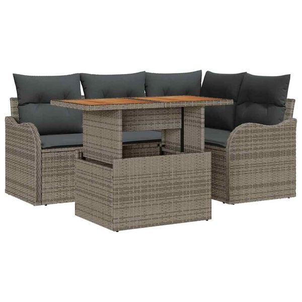vidaXL Garten-Sofa-Set mit Kissen 5 pcs Grau
