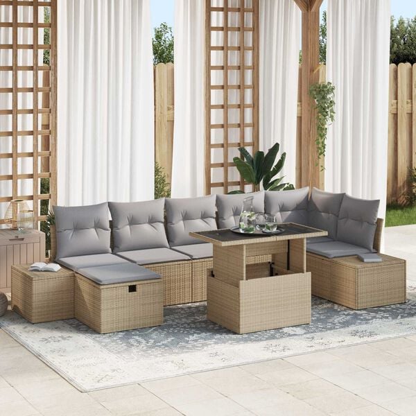 vidaXL Garten-Sofa-Set 8 pcs Beige Poly-Rattan