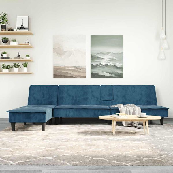 vidaXL Schlafsofa in L-Form Dunkelgr&uuml;n 255x140x70 cm Samt