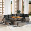 vidaXL Gartensofa-set mit Kissen mit Speicher 9 pcs Grau Poly Rattan