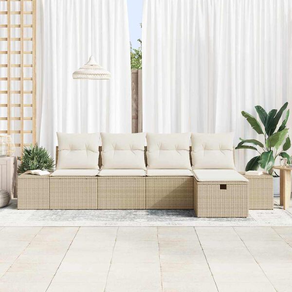 vidaXL Sofa Set mit Kissen 5 pcs Poly-Rattan