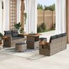 vidaXL Gartensofa-set mit Kissen 10 pcs Grau Poly-Rattan