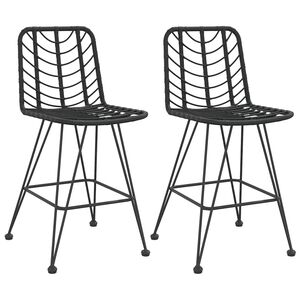 vidaXL Barhocker 2 Stk. Schwarz 45x56x103,5 cm PE-Rattan und Stahl