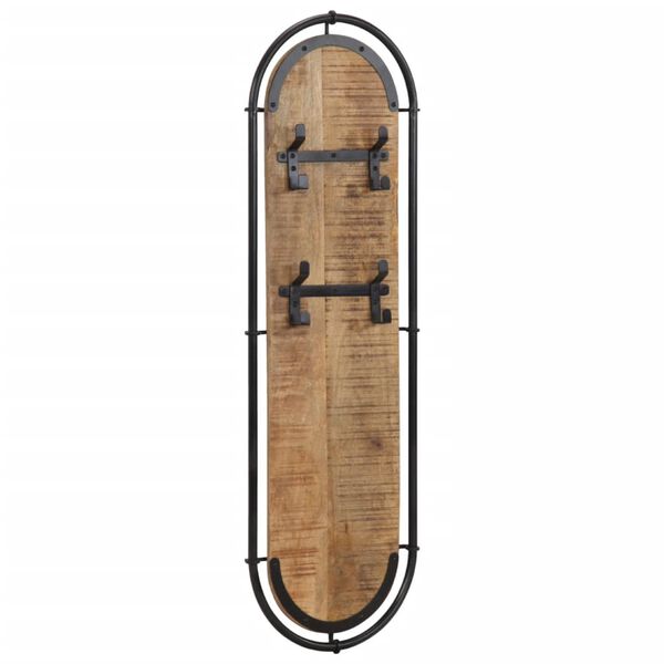 vidaXL Wandgarderoben mit 4 Haken 2 Stk. Raues Mangoholz