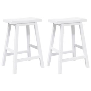 vidaXL Barhocker 2 Stk. Wei&szlig; Massivholz Gummibaum
