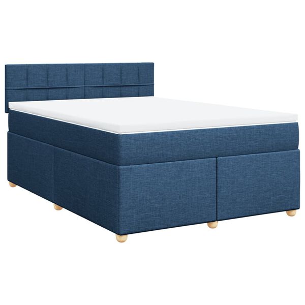 vidaXL Boxspringbett mit Matratze Blau 160x200 cm Stoff