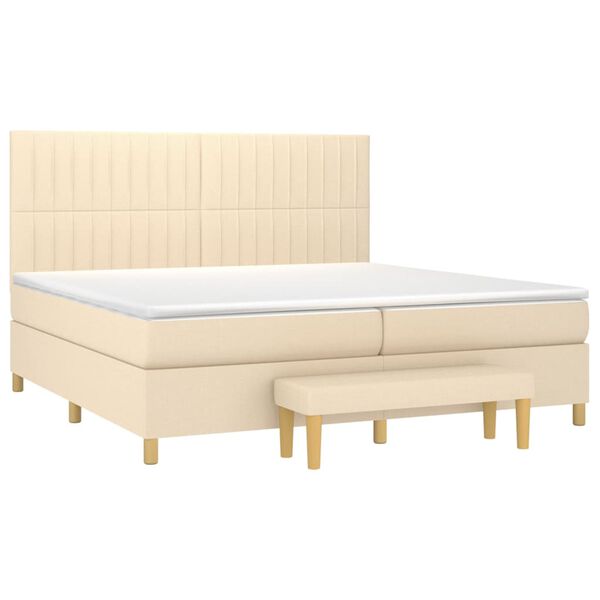 vidaXL Boxspringbett mit Matratze Creme 200x200 cm Stoff