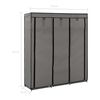 vidaXL Kleiderschrank mit F&auml;chern und Stangen Grau 150x45x175cm Stoff