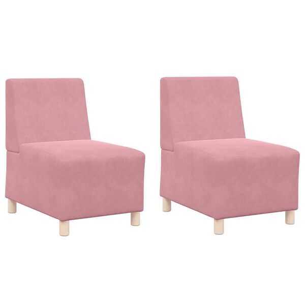 vidaXL Modulares Armfreies Sofa 2 pcs Rosa 55 x 74 x 82 cm Samt