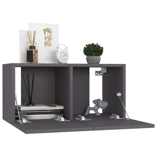 vidaXL 7-tlg. TV-Schrank-Set Grau Holzwerkstoff