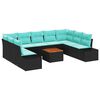 vidaXL Garten-Sofa-Set 10 stk. Schwarz und T&uuml;rkis