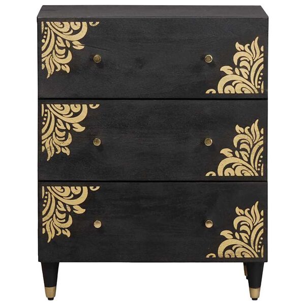 vidaXL Sideboard Schwarz 60 x 33 x 75 cm Massivholz Mango
