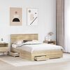 vidaXL Bettrahmen mit Kopfteil Sonoma-Eiche 140 x 190 cm Holzwerkstoff