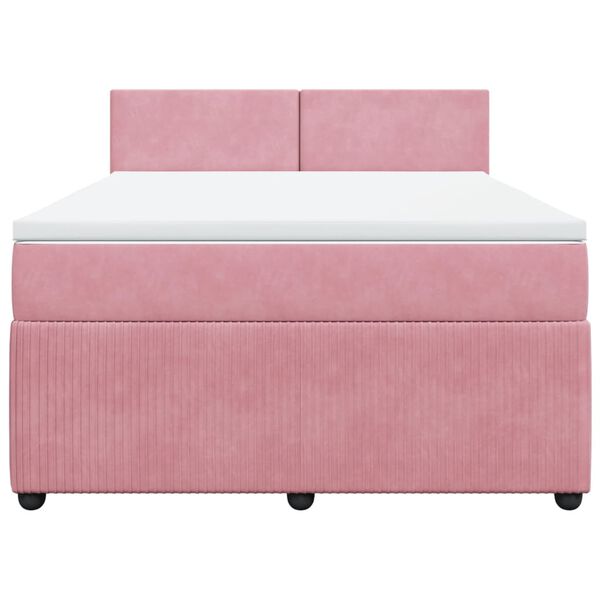 vidaXL Boxspringbett mit Matratze Rosa 160x200 cm Samt