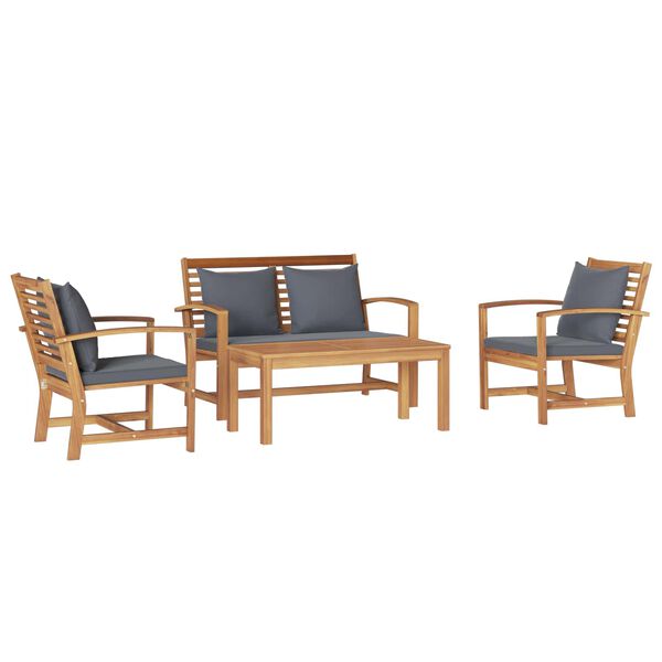 vidaXL Gartensofa-set 4 pcs Natur Massivholz Teak