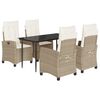 vidaXL 5-tlg. Garten-Essgruppe mit Kissen Beige Poly Rattan