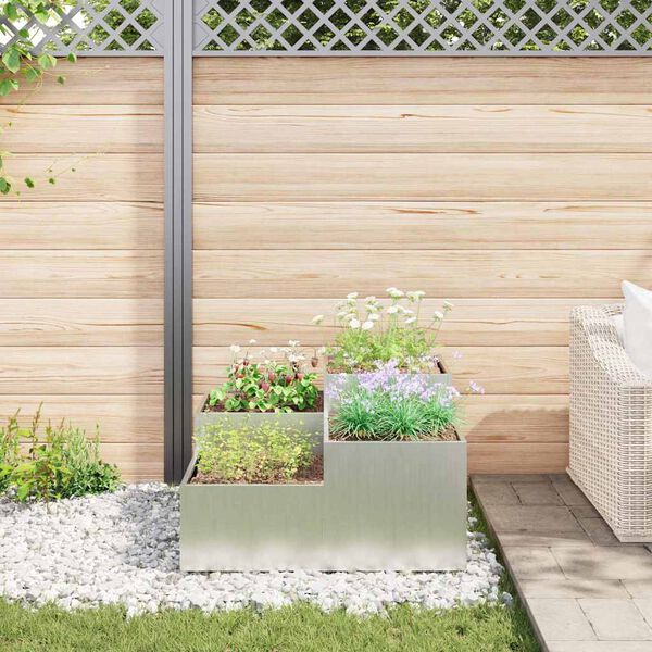 vidaXL Gartenblumentopf Silber 100 x 100 x 48 cm Verzinkter Stahl
