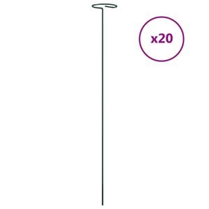 vidaXL Pflanzenst&uuml;tzen 20 Stk. Dunkelgr&uuml;n 61 cm Stahl