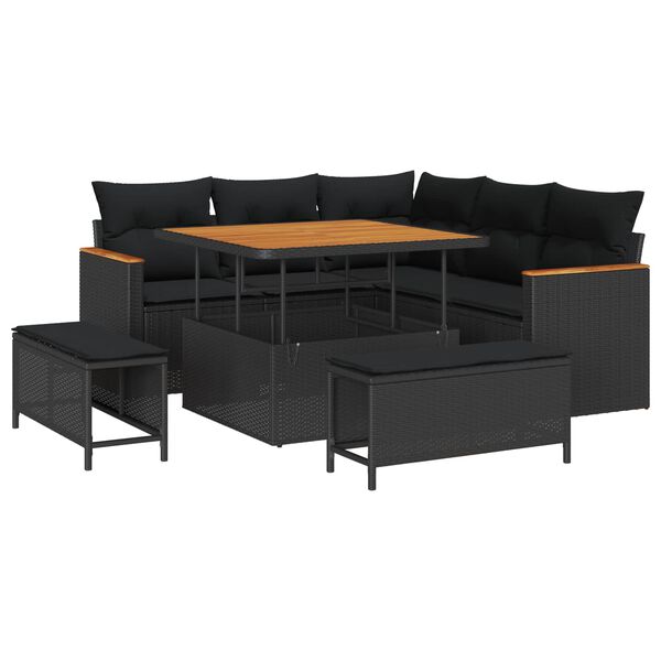 vidaXL Gartensofa-set 8 pcs Schwarz Poly-Rattan