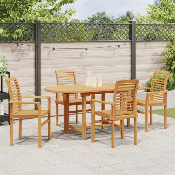 vidaXL Garten Essgruppe 5 pcs Braun Massivholz Teak
