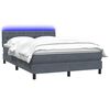 vidaXL Boxspringbett mit Matratze & LED Dunkelgrau 140x220 cm Samt