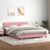 vidaXL Boxspringbett mit Matratze & LED Rosa 180x210 cm Samt