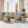 vidaXL Garten-Sofa-Set mit Kissen 9 pcs Beige Poly Rattan