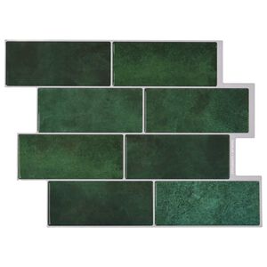 vidaXL U-Bahn-Fliese 10 pcs Dunkelgr&uuml;n 29 x 21 cm Polyurethan und PET