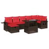 vidaXL 8-teiliges Gartensofa-Set mit Kissen, braun, Polyrattan